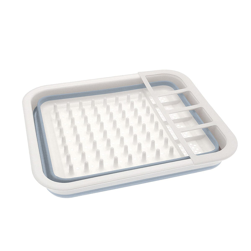 Set of 2 Collapsible Dish Rack and Collapsible Colander - Grey and White