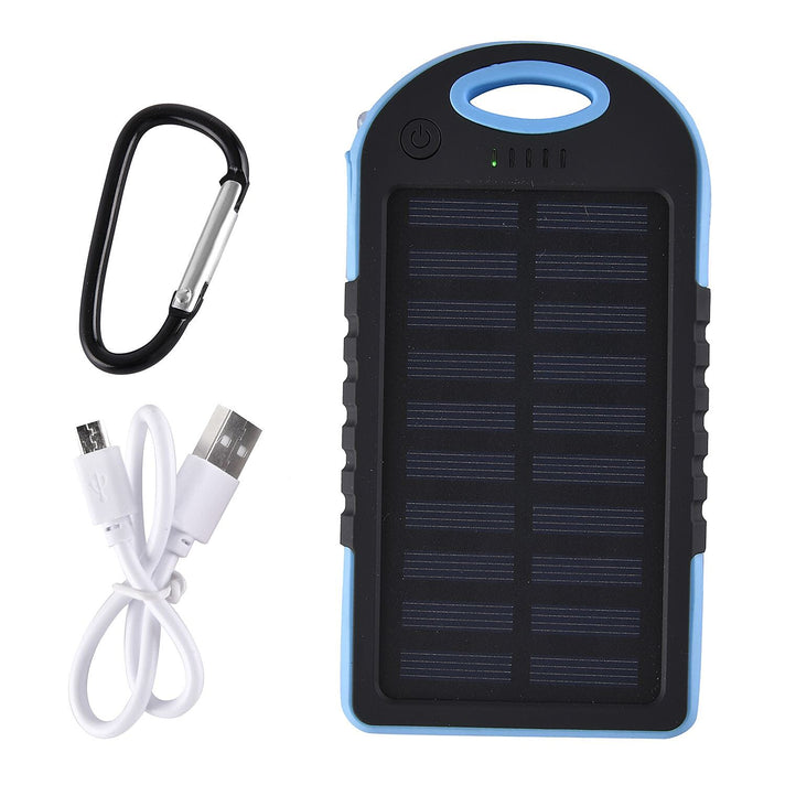 Power Bank with Solar Panel - Clip (5000mah) - Charge 2 Devices -  Blue - Black 7559508 1