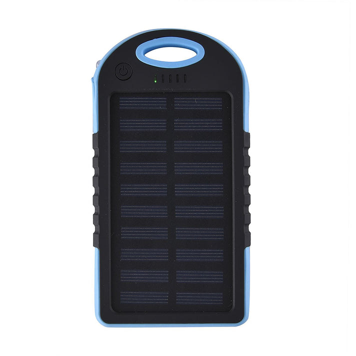 Power Bank with Solar Panel - Clip (5000mah) - Charge 2 Devices -  Blue - Black 7559508 2
