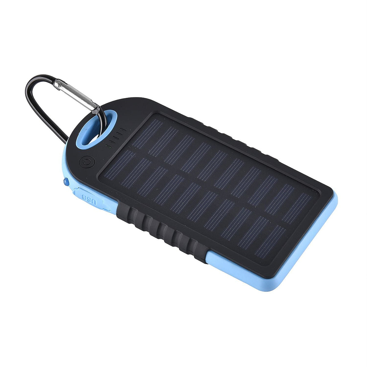 Power Bank with Solar Panel - Clip (5000mah) - Charge 2 Devices -  Blue - Black 7559508 2