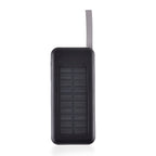 10000mAh Power Bank with Solar Panel & Built in 5 Outputs (4 Cables & 1 USB A Port) - Black