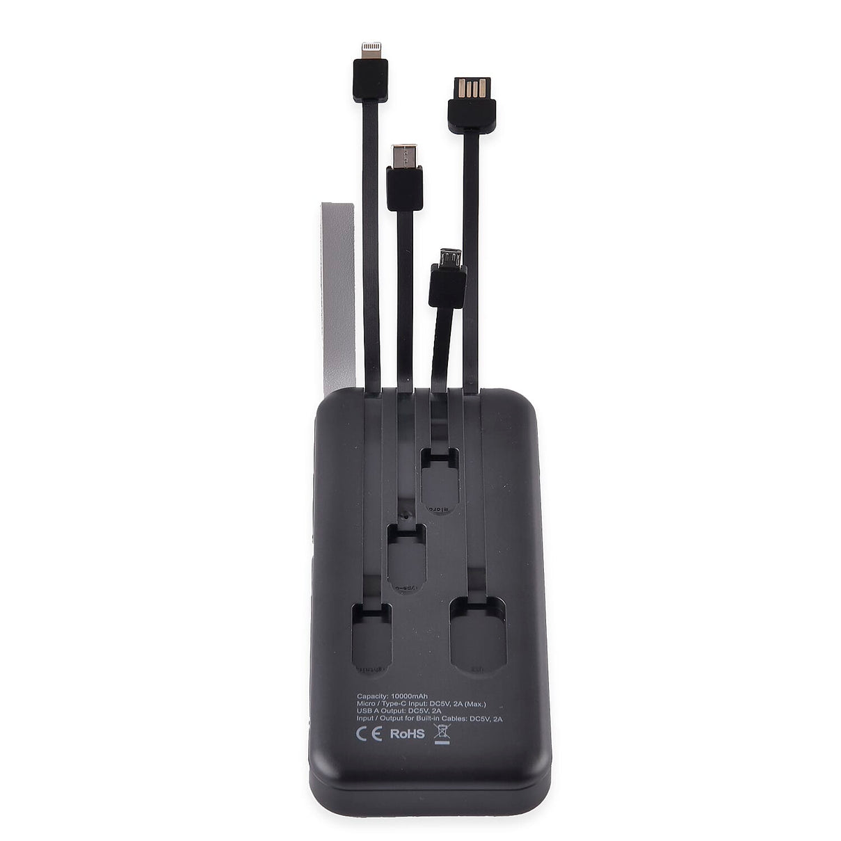 10000mAh Power Bank with Solar Panel &amp; Built in 5 Outputs (4 Cables &amp; 1 USB A Port) - Black 7564827 3