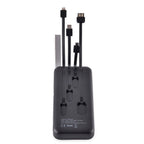 10000mAh Power Bank with Solar Panel & Built in 5 Outputs (4 Cables & 1 USB A Port) - Black