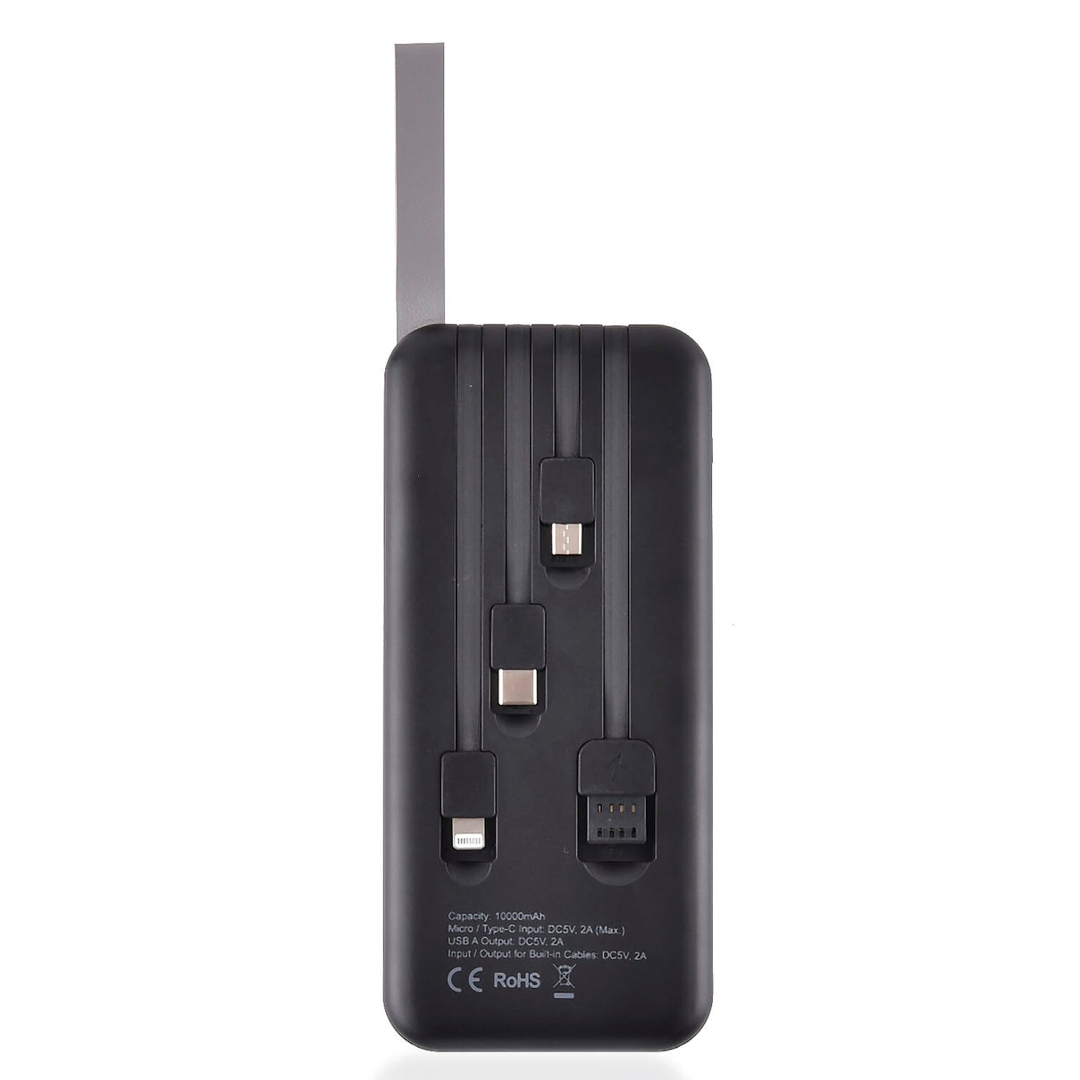 10000mAh Power Bank with Solar Panel &amp; Built in 5 Outputs (4 Cables &amp; 1 USB A Port) - Black 7564827 4
