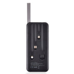 10000mAh Power Bank with Solar Panel & Built in 5 Outputs (4 Cables & 1 USB A Port) - Black