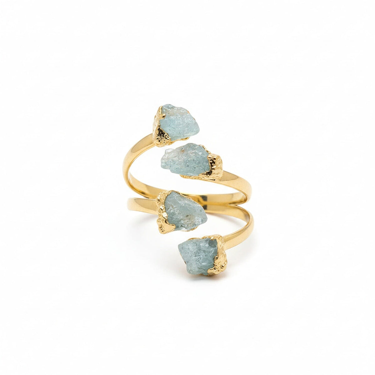 Prasiolite Adjustable Ruff Cut Ring in Yellow Gold Plated 11.00 Ct. V32513589 0