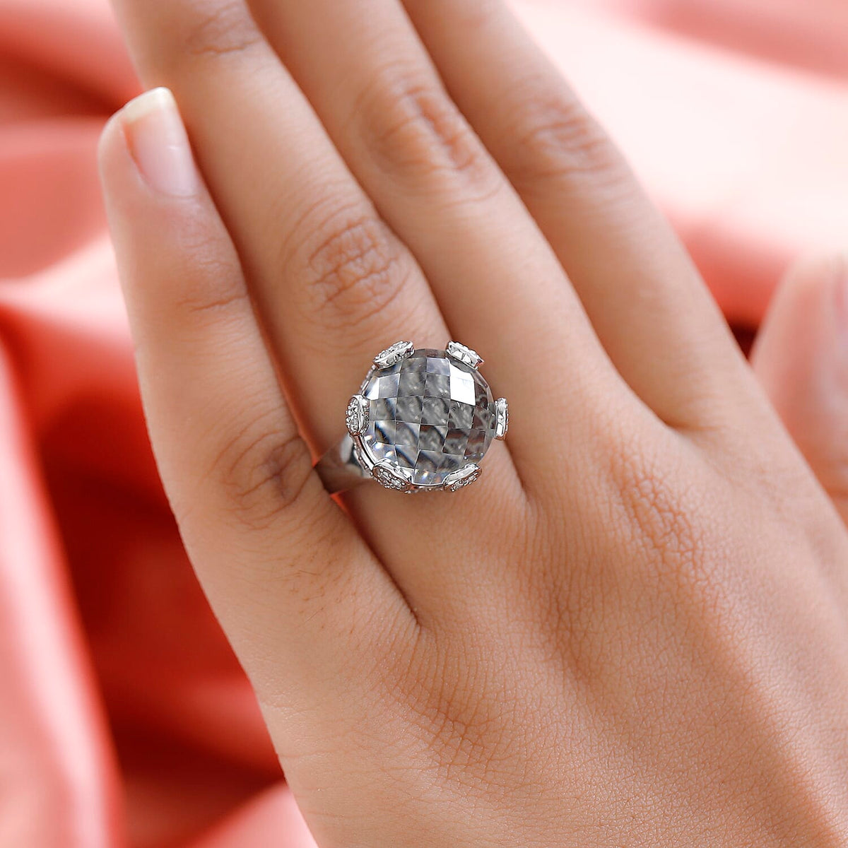 GP Amore Collection - Prasiolite and Natural Zircon Ring in Platinum Overlay Sterling Silver 11.22 Ct 7533105 5