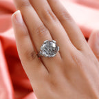 GP Amore Collection - Prasiolite and Natural Zircon Ring in Platinum Overlay Sterling Silver 11.22 Ct