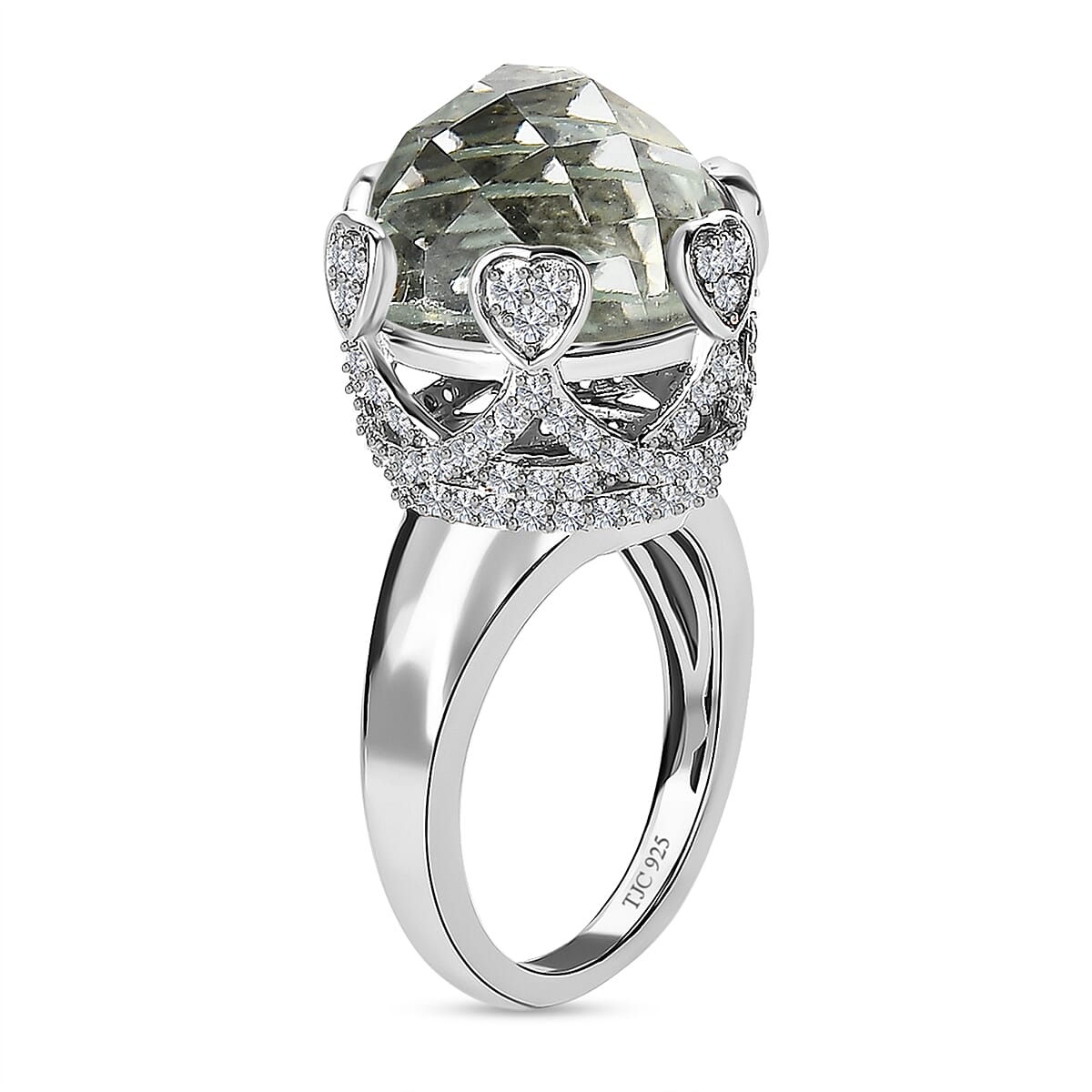 GP Amore Collection - Prasiolite and Natural Zircon Ring in Platinum Overlay Sterling Silver 11.22 Ct 7533105 7