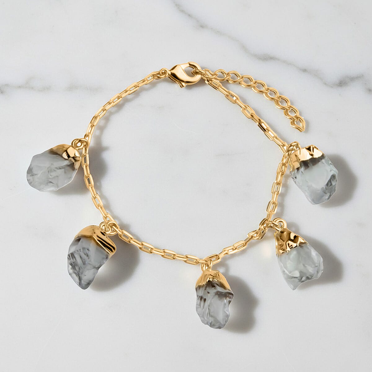 Prasiolite Rough Cut Bracelet (Size 7 - 1.5 Ext) in Yellow Gold Plated 20.00 Ct. 8282826 1