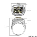 Prasiolite & Natural Zircon Ring in Platinum Overlay Sterling Silver 5.05 Ct, Silver Wt. 8.19 Gms