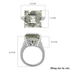 Prasiolite and Natural Zircon Ring in Platinum Overlay Sterling Silver 6.01 Ct.