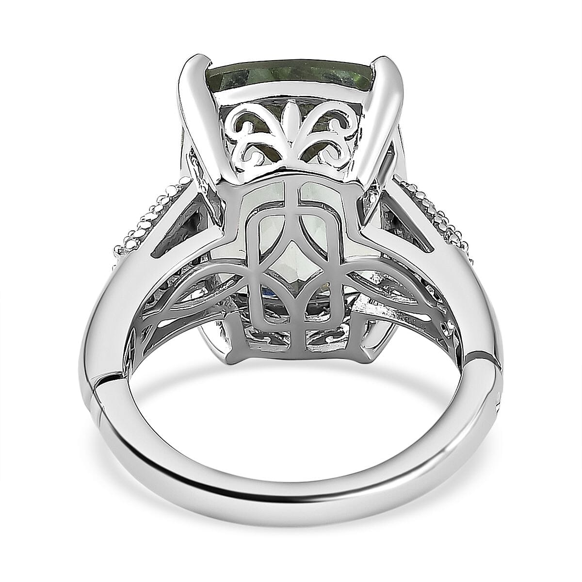 Prasiolite and Natural Zircon Ring in Platinum Overlay Sterling Silver 9.49 Ct. 7615647 4