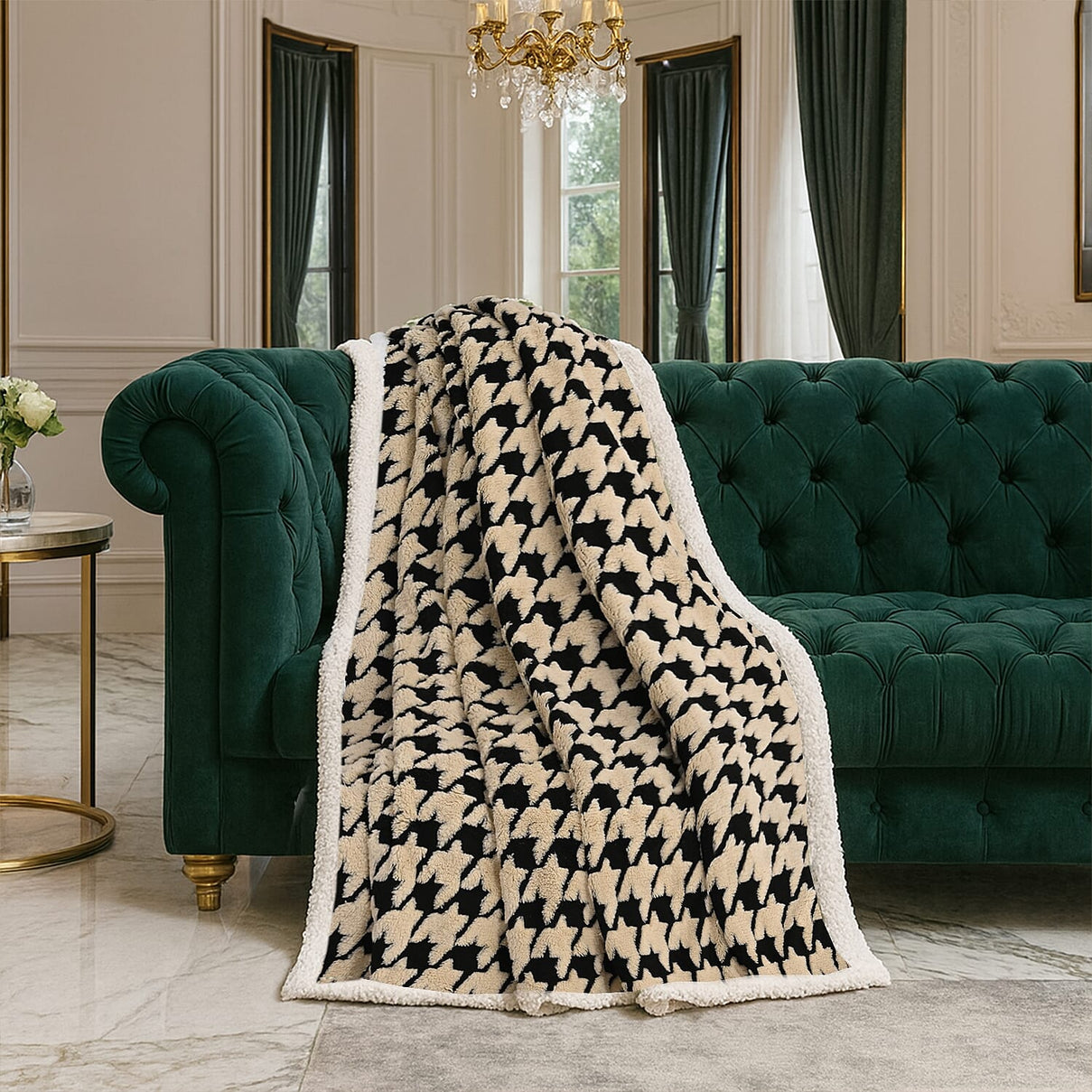 Pre Season Special Offer - Livmore Double Layer Sherpa Blanket - Black &amp; Cream (200x150cm) 8186101 0