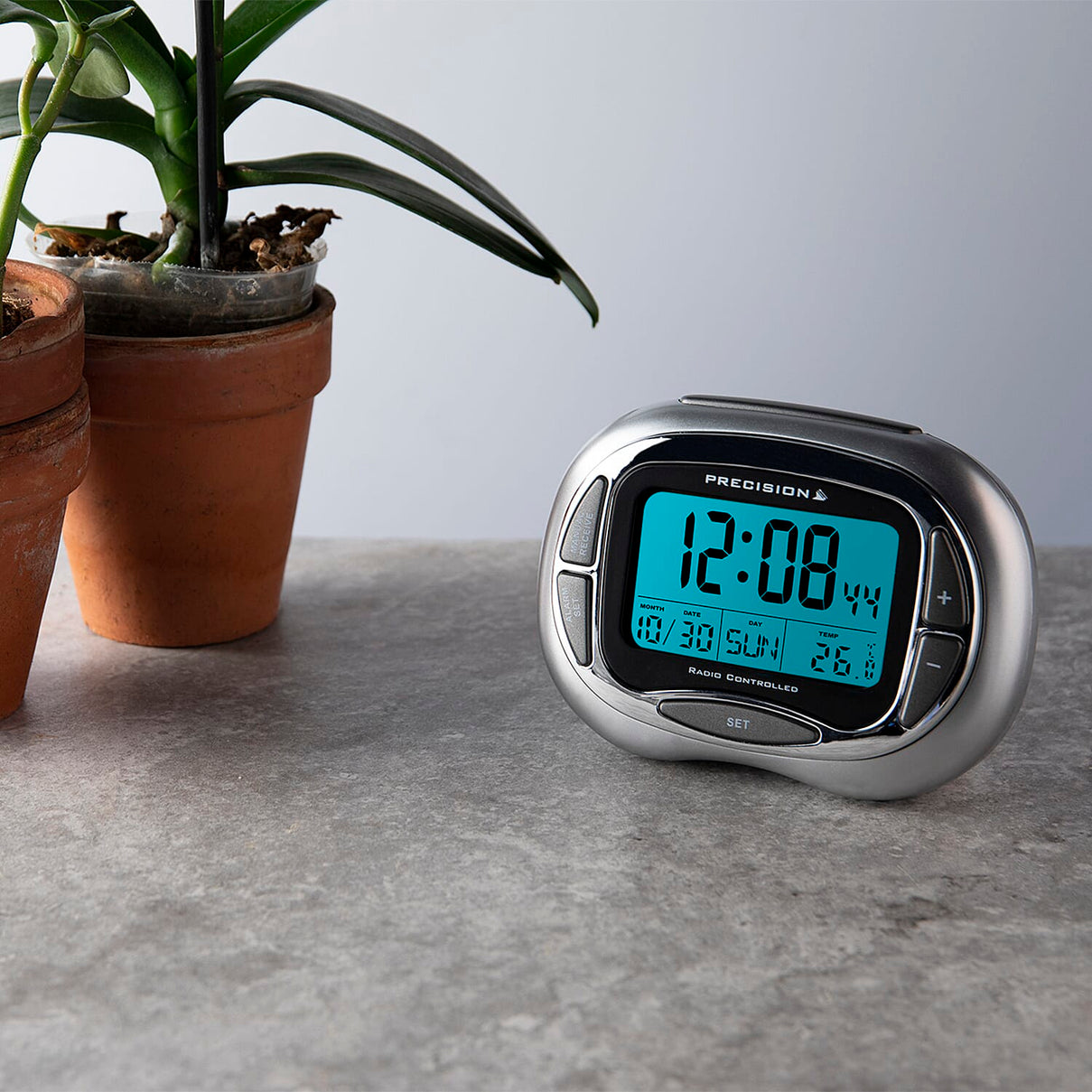 Digital Radio Controlled Alarm Clock (2xAA Battery not Incl.) - Silver 8097383 1