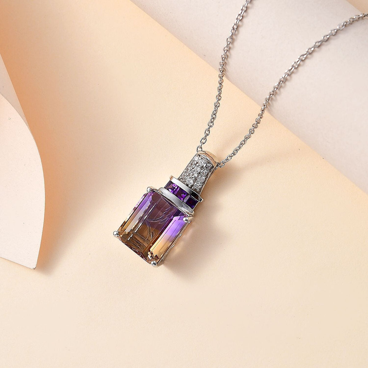 Premium Ametrine, Citrine and African Amethyst with Natural Zircon Pendant with Chain (Size 20) 6.72 Ct. 4271826 3