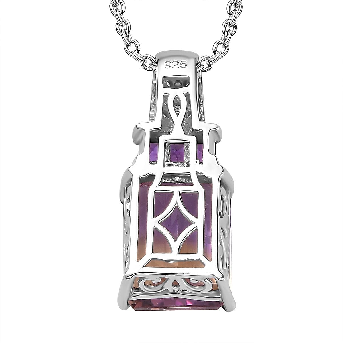 Premium Ametrine, Citrine and African Amethyst with Natural Zircon Pendant with Chain (Size 20) 6.72 Ct. 4271826 5
