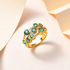 AAA Gemfields Emerald Bubble Ring in 18K Vermeil Yellow Gold Plated Sterling Silver 1.65 Ct.