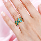 AAA Gemfields Emerald Bubble Ring in 18K Vermeil Yellow Gold Plated Sterling Silver 1.65 Ct.