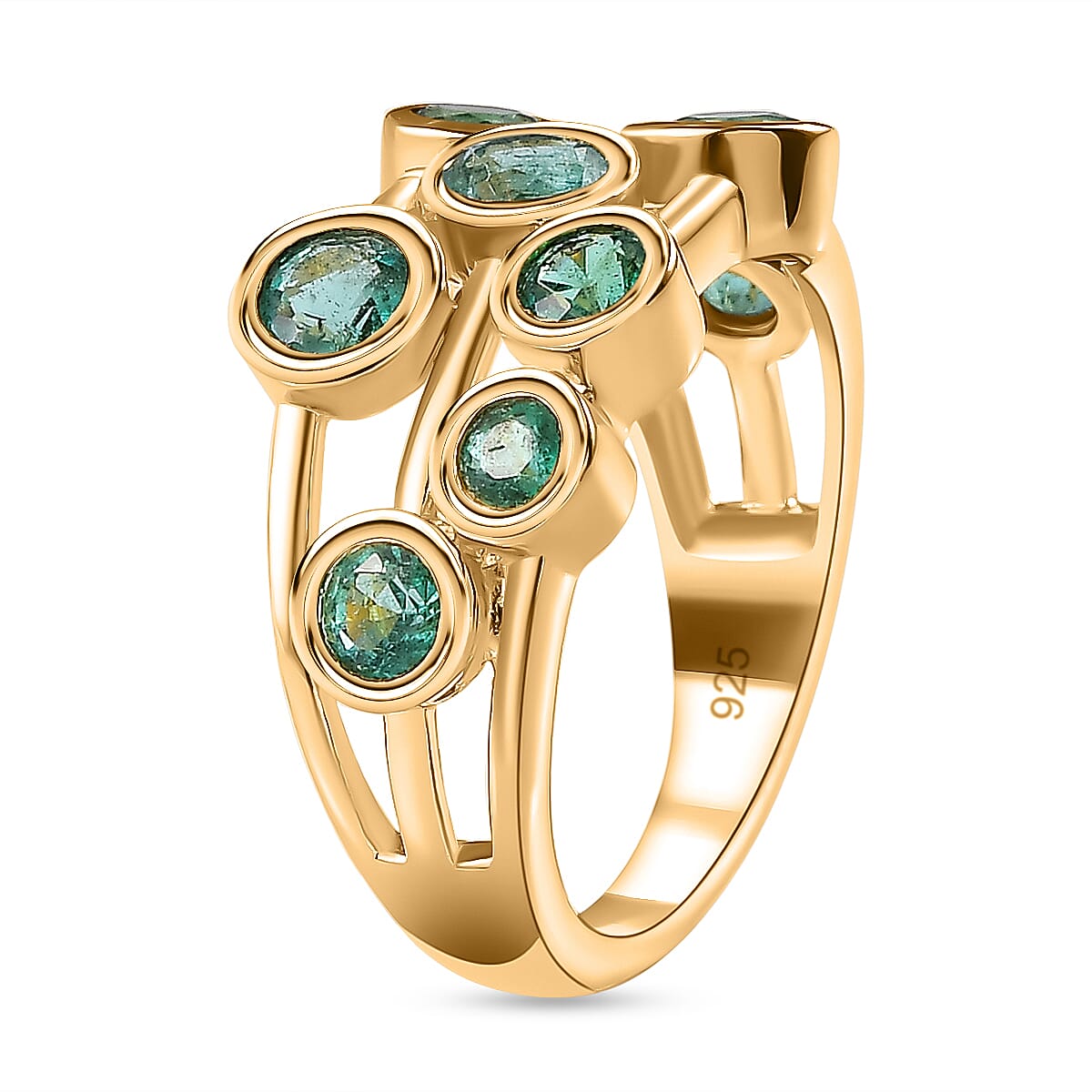 Diniz Collection - Premium Emerald Bubble Ring in 18K Gold Vermeil Plated Sterling Silver 1.65 Ct. V32665633 3