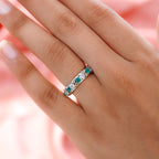 Moissanite and Premium Emerald XO Band Ring in 18K Yellow Gold Vermeil & Platinum Plated Sterling Silver 1.73 Ct.