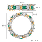 Moissanite and Premium Emerald XO Band Ring in 18K Yellow Gold Vermeil & Platinum Plated Sterling Silver 1.73 Ct.