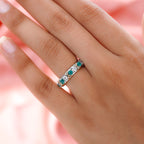 Premium Emerald and Moissanite Band Ring in Platinum Overlay and 18K Yellow Gold Vermeil Plated Sterling Silver 1.96 Ct.