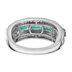 Premium Emerald & Moissanite Half-Eternity Ring in Rhodium Sterling Silver 1.73 Ct.