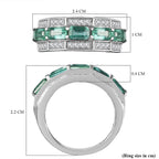 Premium Emerald & Moissanite Half-Eternity Ring in Rhodium Sterling Silver 1.73 Ct.