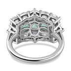 Gemfields Emerald & Moissanite Boat Ring in Platinum Overlay Sterling Silver 3.70 Ct.