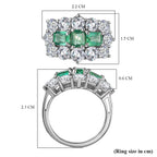 Gemfields Emerald & Moissanite Boat Ring in Platinum Overlay Sterling Silver 3.70 Ct.