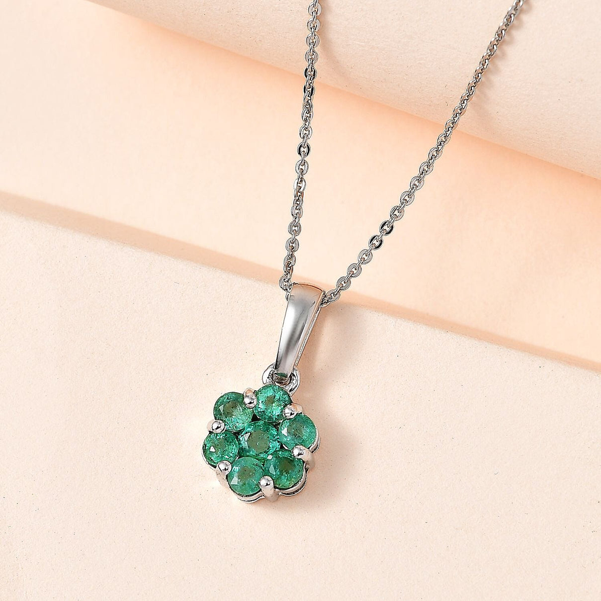 AAA Gemfields Premium Emerald Pendant with Chain (Size 20) in Platinum Overlay Sterling Silver 4182340 3