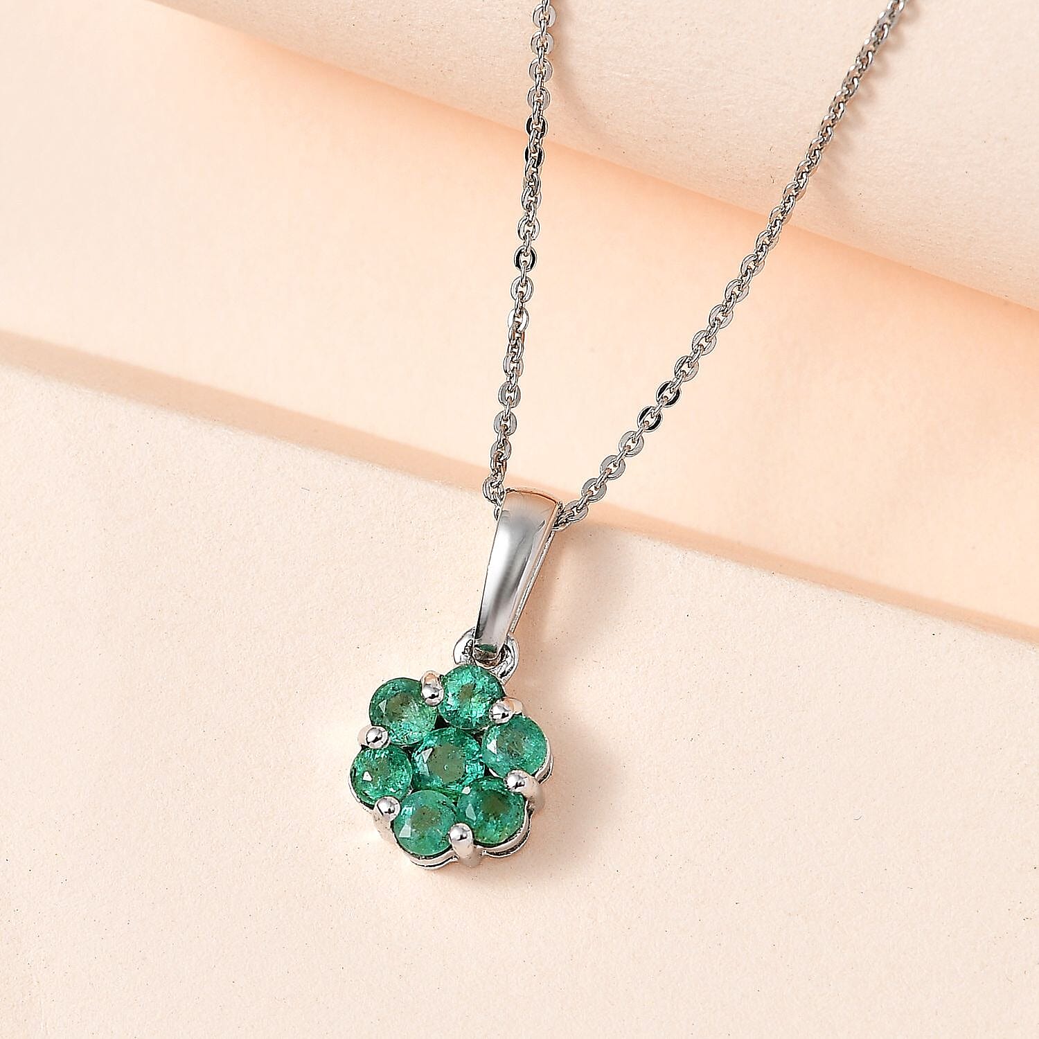 AAA Gemfields Premium Emerald Pendant with Chain (Size 20) in Platinum Overlay Sterling Silver 4182340 3