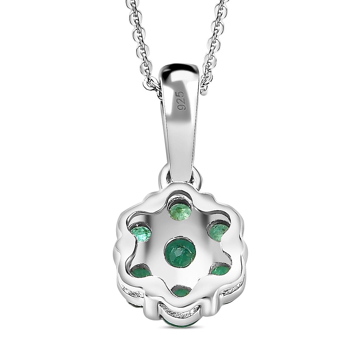 AAA Gemfields Premium Emerald Pendant with Chain (Size 20) in Platinum Overlay Sterling Silver 4182340 5