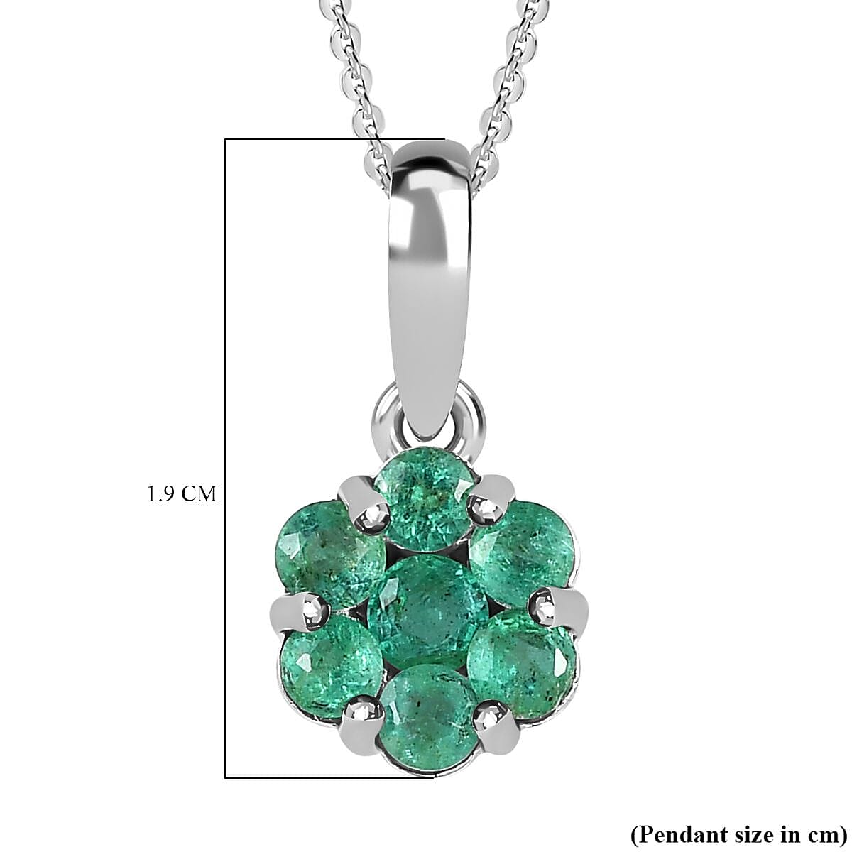 AAA Gemfields Premium Emerald Pendant with Chain (Size 20) in Platinum Overlay Sterling Silver 4182340 7