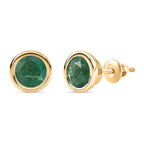 Premium Emerald  Solitaire Stud Push Post Earring in 18K YG Vermeil Sterling Silver 1.00 ct  1.010  Ct.