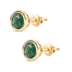 Premium Emerald  Solitaire Stud Push Post Earring in 18K YG Vermeil Sterling Silver 1.00 ct  1.010  Ct.
