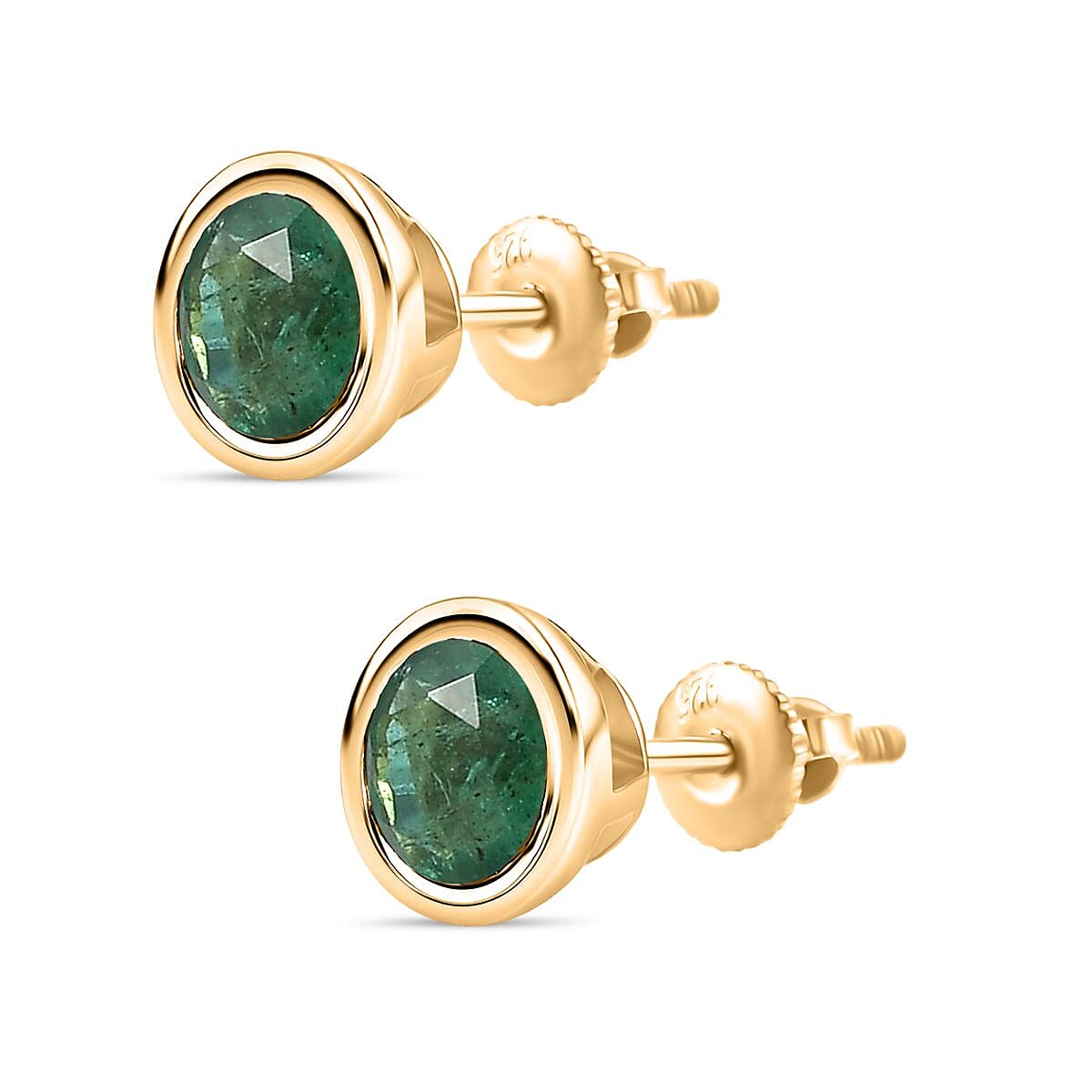 Premium Emerald  Solitaire Stud Push Post Earring in 18K YG Vermeil Sterling Silver 1.00 ct  1.010  Ct. 7843424 2