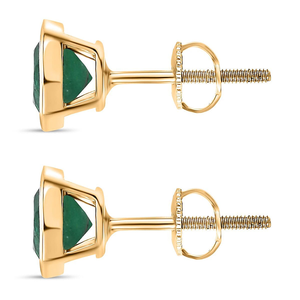 Premium Emerald  Solitaire Stud Push Post Earring in 18K YG Vermeil Sterling Silver 1.00 ct  1.010  Ct.