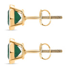 Premium Emerald  Solitaire Stud Push Post Earring in 18K YG Vermeil Sterling Silver 1.00 ct  1.010  Ct.