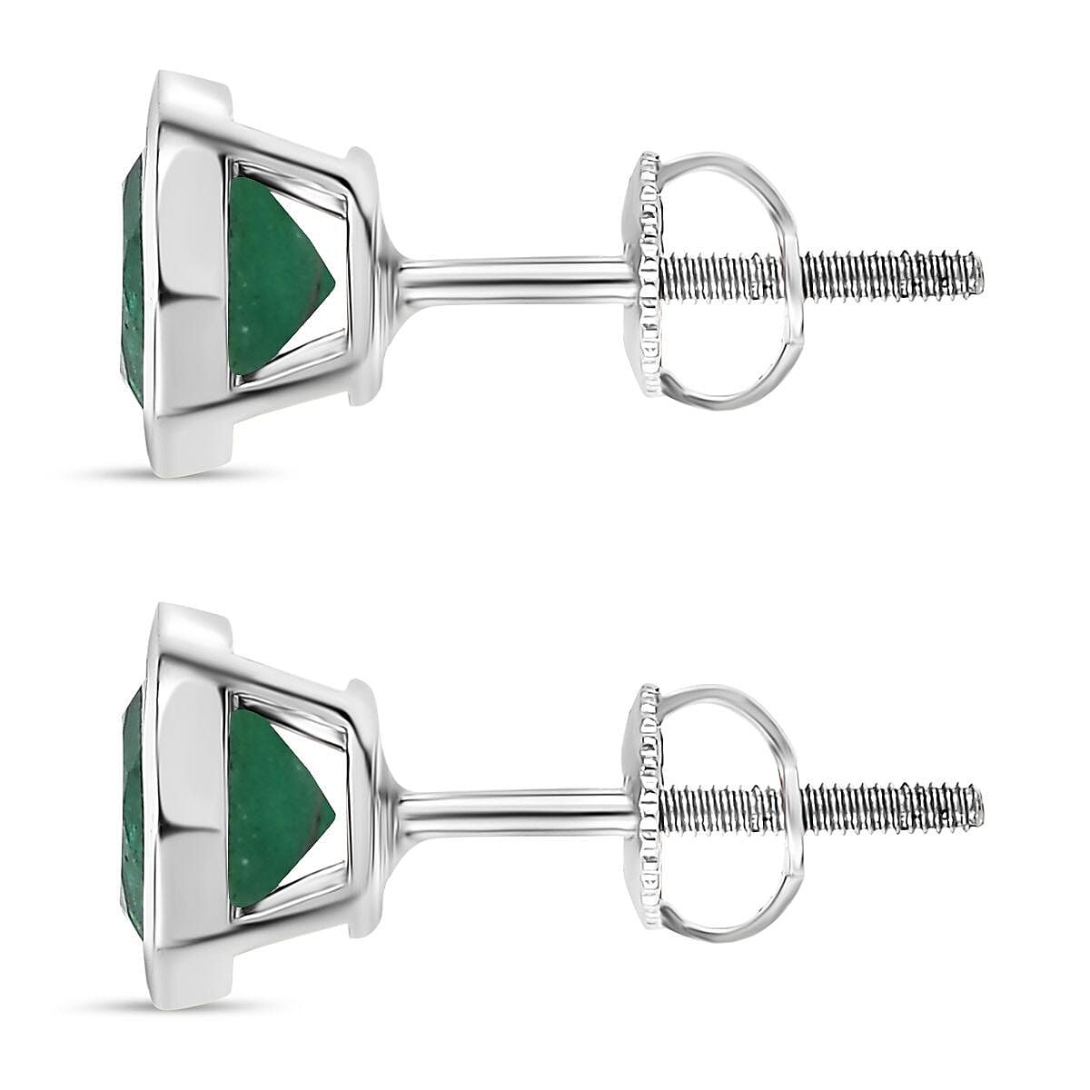 Premium Emerald  Solitaire Stud Push Post Earring in rhodium Sterling Silver 1.00 ct  1.010  Ct. 7843421 3