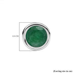 Premium Emerald  Solitaire Stud Push Post Earring in rhodium Sterling Silver 1.00 ct  1.010  Ct.