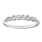 AAA Gemfields Emerald and Natural Zircon Bubble Bangle (Size 7.5) in Rhodium Overlay Sterling Silver 4.13 Ct, Silver Wt. 24.20 Gms