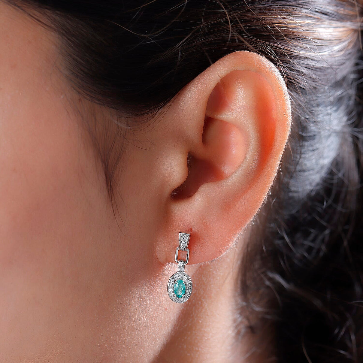 Premium Emerald and Natural Cambodian Zircon Drop Earrings in Rhodium Plated Sterling Silver 0.83 Ct. 8732384 3