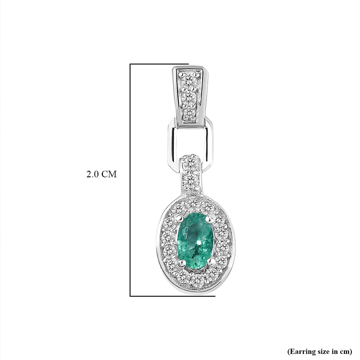 Premium Emerald and Natural Cambodian Zircon Drop Earrings in Rhodium Plated Sterling Silver 0.83 Ct. 8732384 5