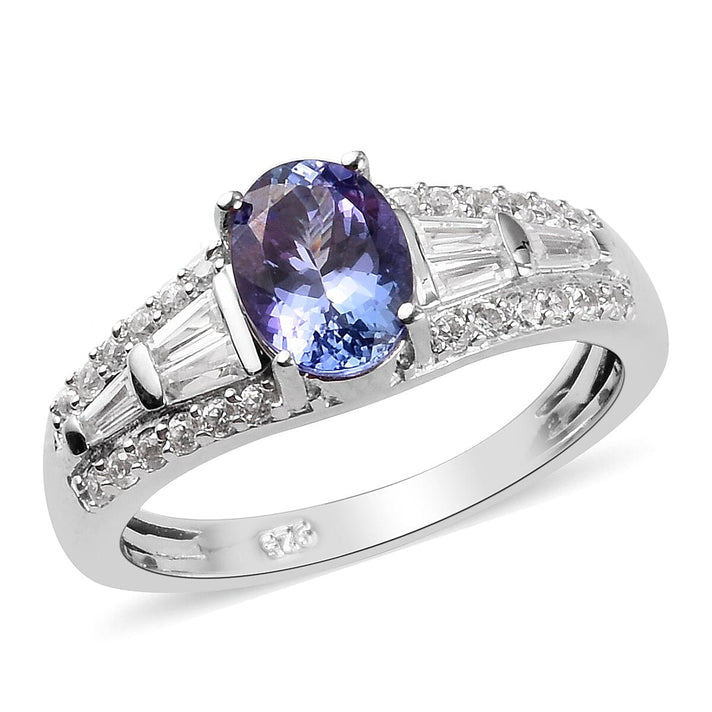 Premium Tanzanite and Natural Cambodian Zircon Ring in Platinum Overlay Sterling Silver 1.82 Ct. 3735419 1