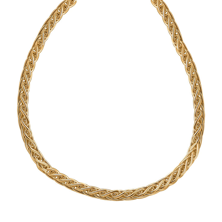 Italian Made- Gold Plated Sterling Silver 3.5MM Spiga Necklace with Lobster Clasp 30 Inches 7385734 1