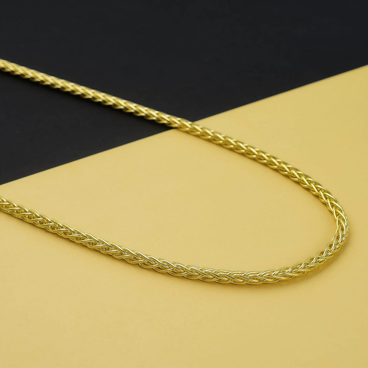 Italian Made- Gold Plated Sterling Silver 3.5MM Spiga Necklace with Lobster Clasp 30 Inches V32529682 1