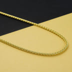 Italian Made- 14K Gold Plated Sterling Silver Spiga Necklace (Size-30) with Lobster Clasp, Silver Wt. 32.27 Gms.
