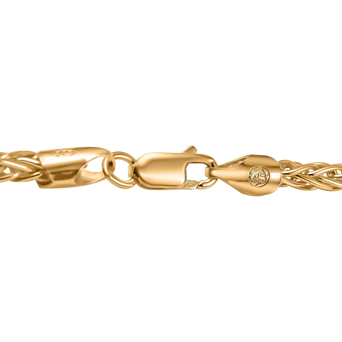 Italian Made- Gold Plated Sterling Silver 3.5MM Spiga Necklace with Lobster Clasp 30 Inches V32529682 3